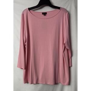 NWT J. JIll Womens Pink Daisy 3/4‎ Sleeve Stretch Top Blouse Shirt Size XL